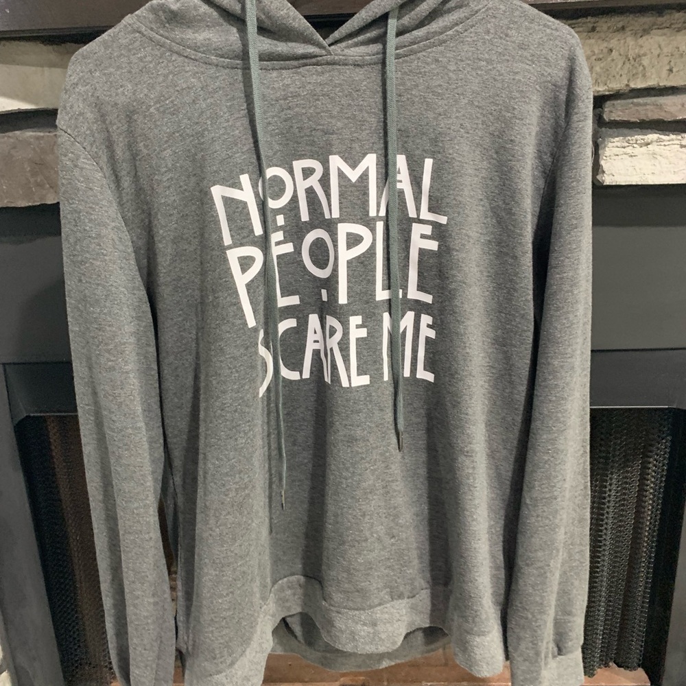 Normal people scare me hoodie long sleeve shirt with hoodie string, size XXL